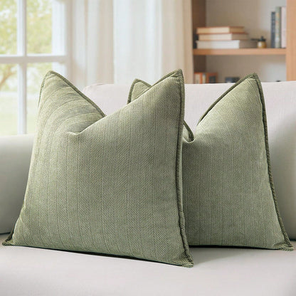 1pc Chenille Herringbone Pattern Throw Pillow Cover (Pillow Insert Not Included), Farmhouse Style Home Decor Sofa Cushion Cover, Solid Color Home Decoration Suitable For Bedroom, Balcony, Living Room