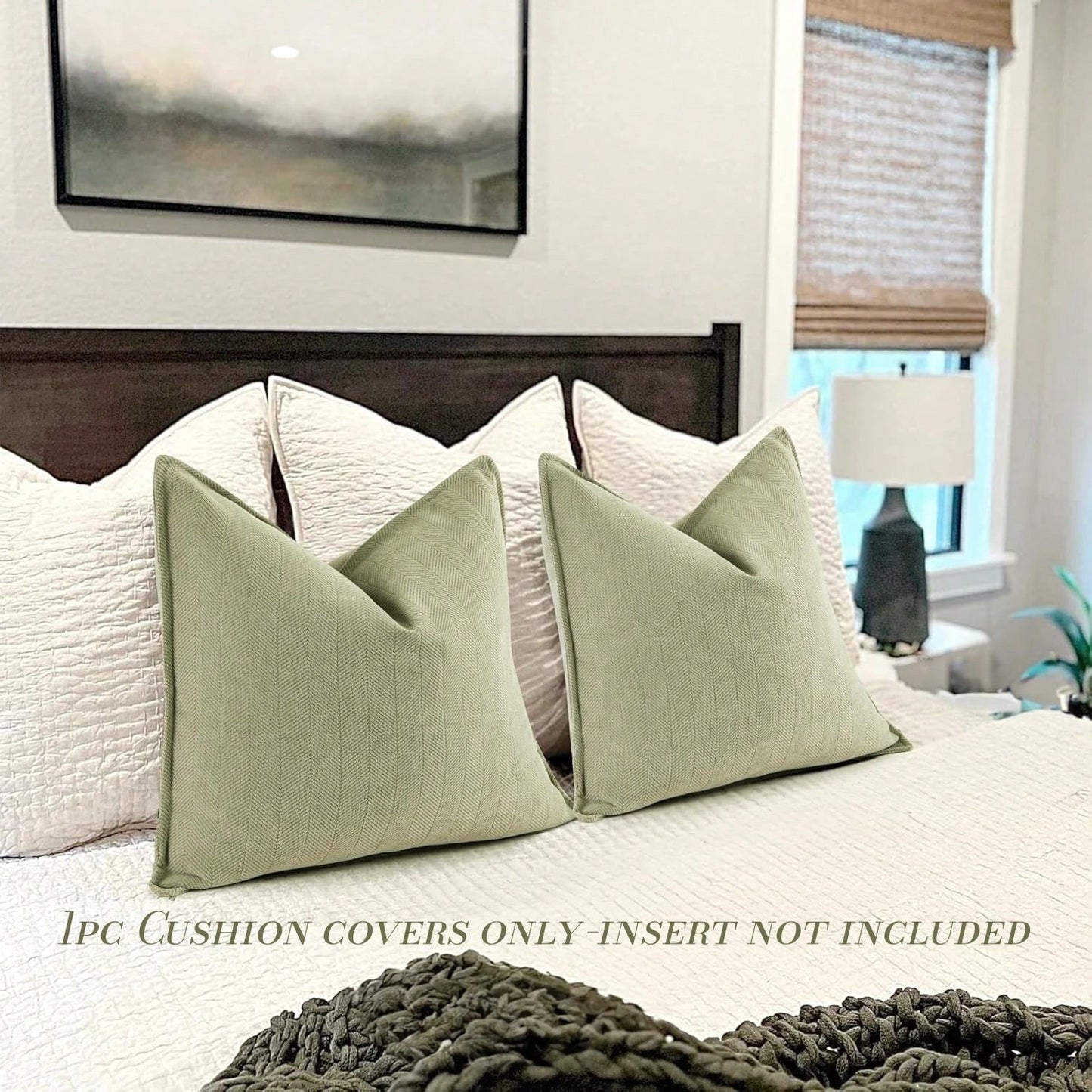 1pc Chenille Herringbone Pattern Throw Pillow Cover (Pillow Insert Not Included), Farmhouse Style Home Decor Sofa Cushion Cover, Solid Color Home Decoration Suitable For Bedroom, Balcony, Living Room