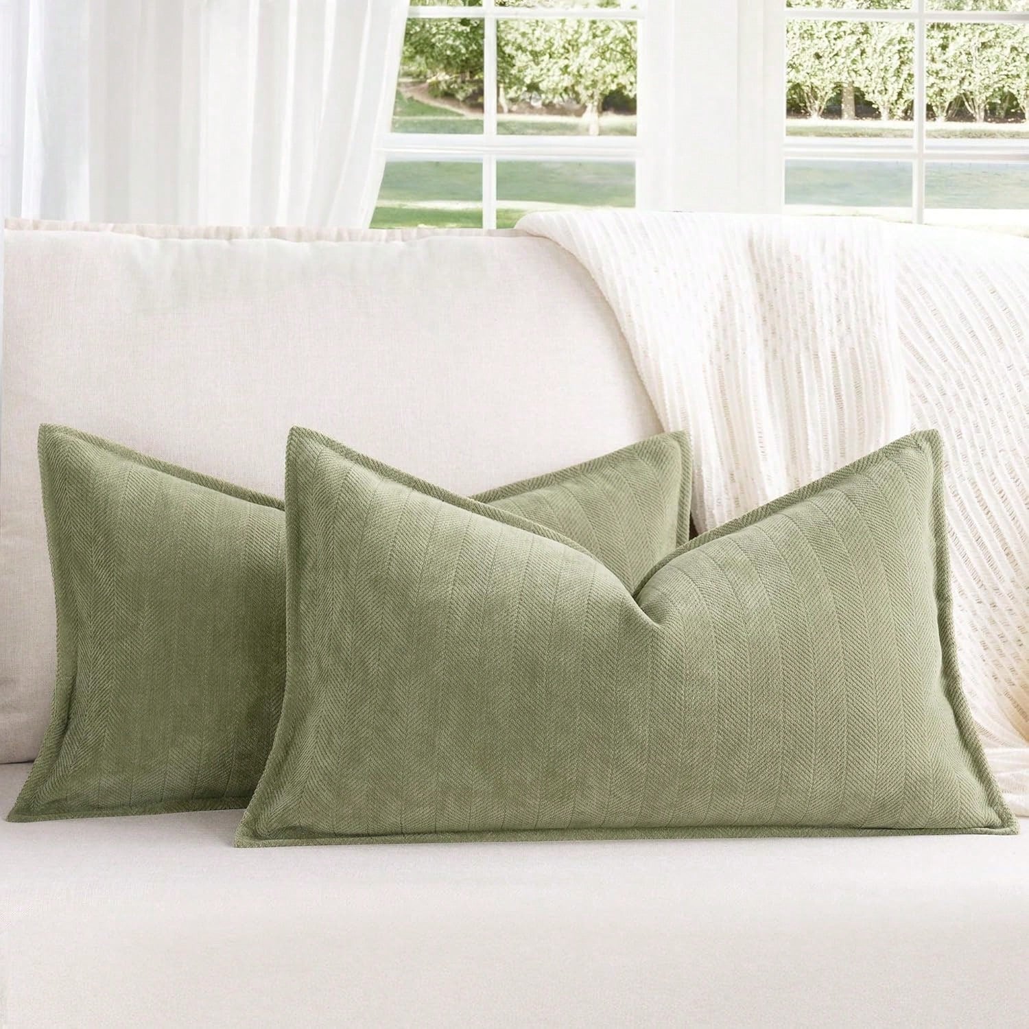 1pc Chenille Herringbone Pattern Throw Pillow Cover (Pillow Insert Not Included), Farmhouse Style Home Decor Sofa Cushion Cover, Solid Color Home Decoration Suitable For Bedroom, Balcony, Living Room