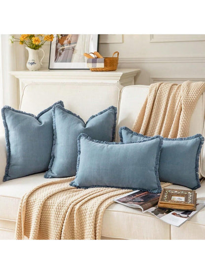 1pc Chenille Tassel Decorative Throw Pillow Cover, Minimalist & Practical Multifunctional