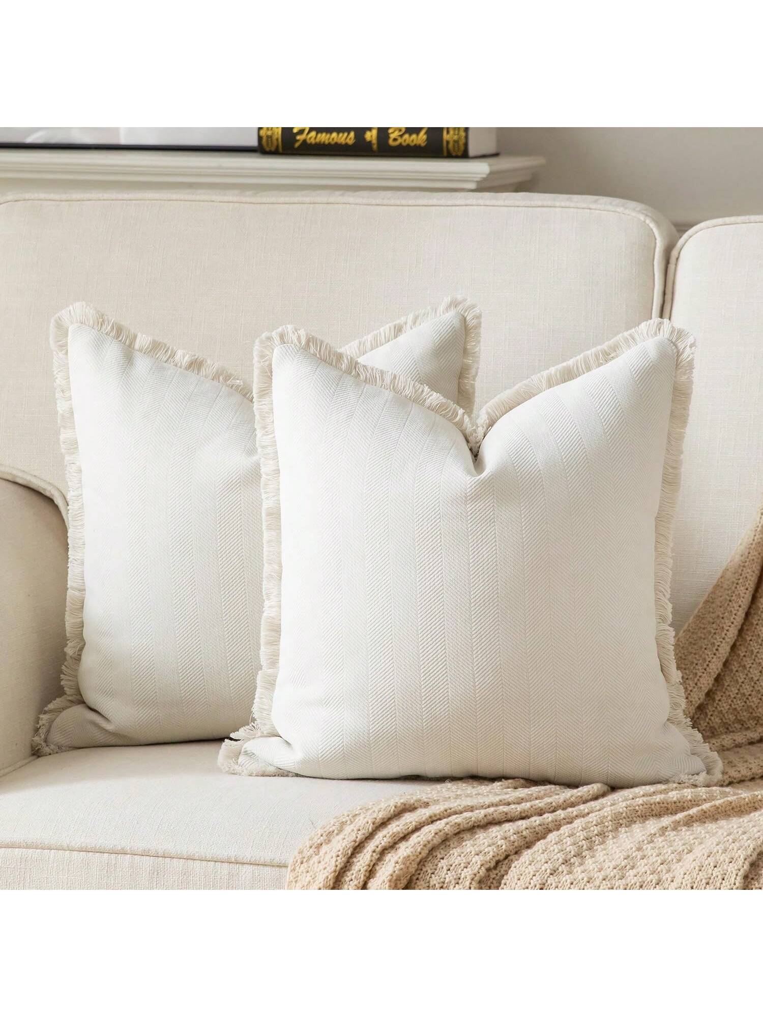 1pc Chenille Tassel Decorative Throw Pillow Cover, Minimalist & Practical Multifunctional