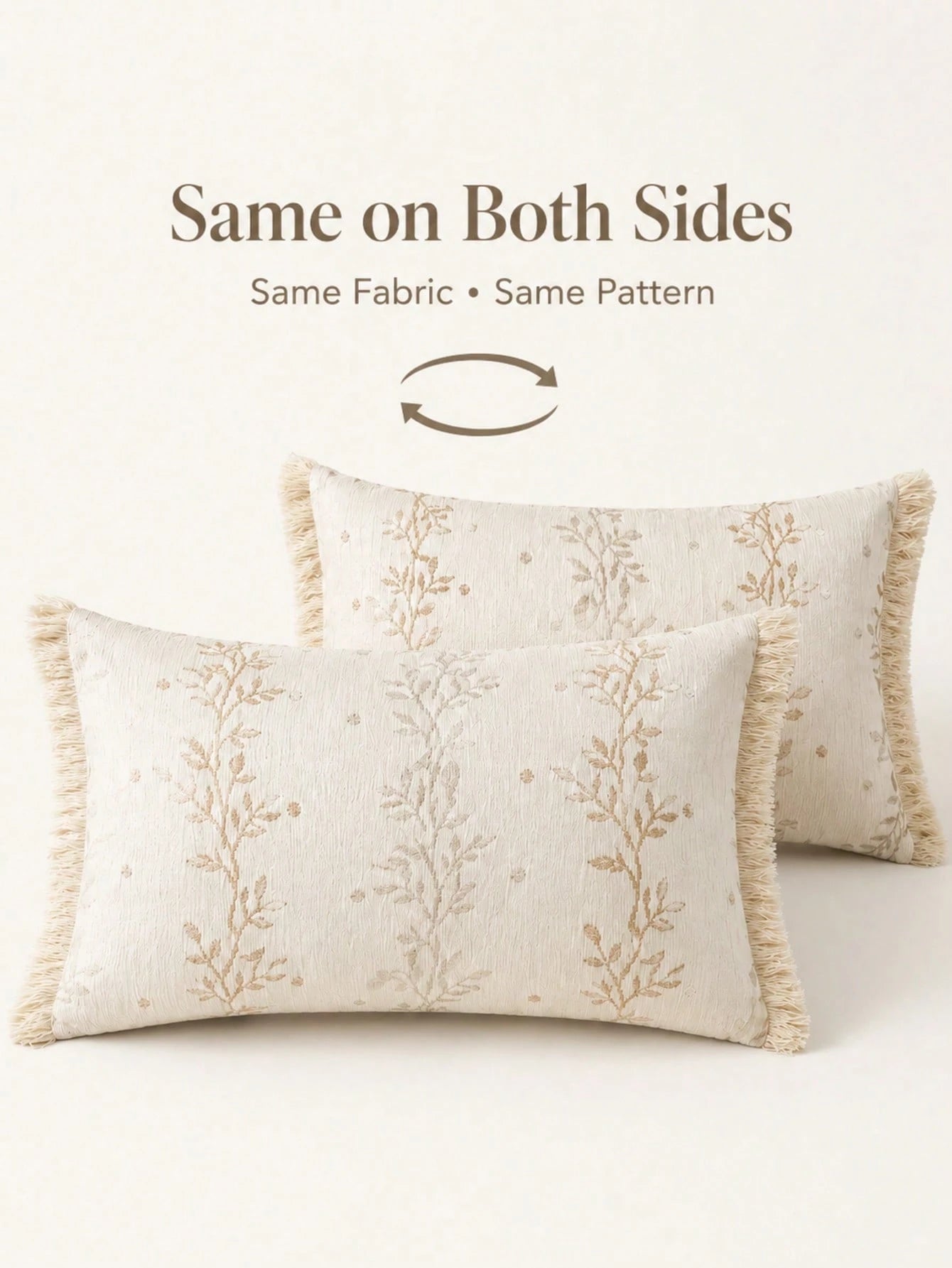 1pc Chenille Tassel Lumbar Pillow Cover, Soft Textured Rectangular Cushion Case 12x20 Inch, Bohemian Farmhouse Style Sofa Bedroom Living Room Decor, Pillow Insert Not Included