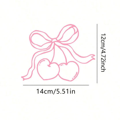 1pc Cherry Bow Vinyl Car Sticker, Auto Accessories, Fuel Tank Decal, Bumper Sticker, Car Decal