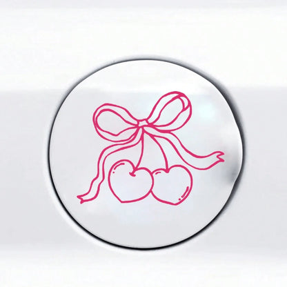 1pc Cherry Bow Vinyl Car Sticker, Auto Accessories, Fuel Tank Decal, Bumper Sticker, Car Decal
