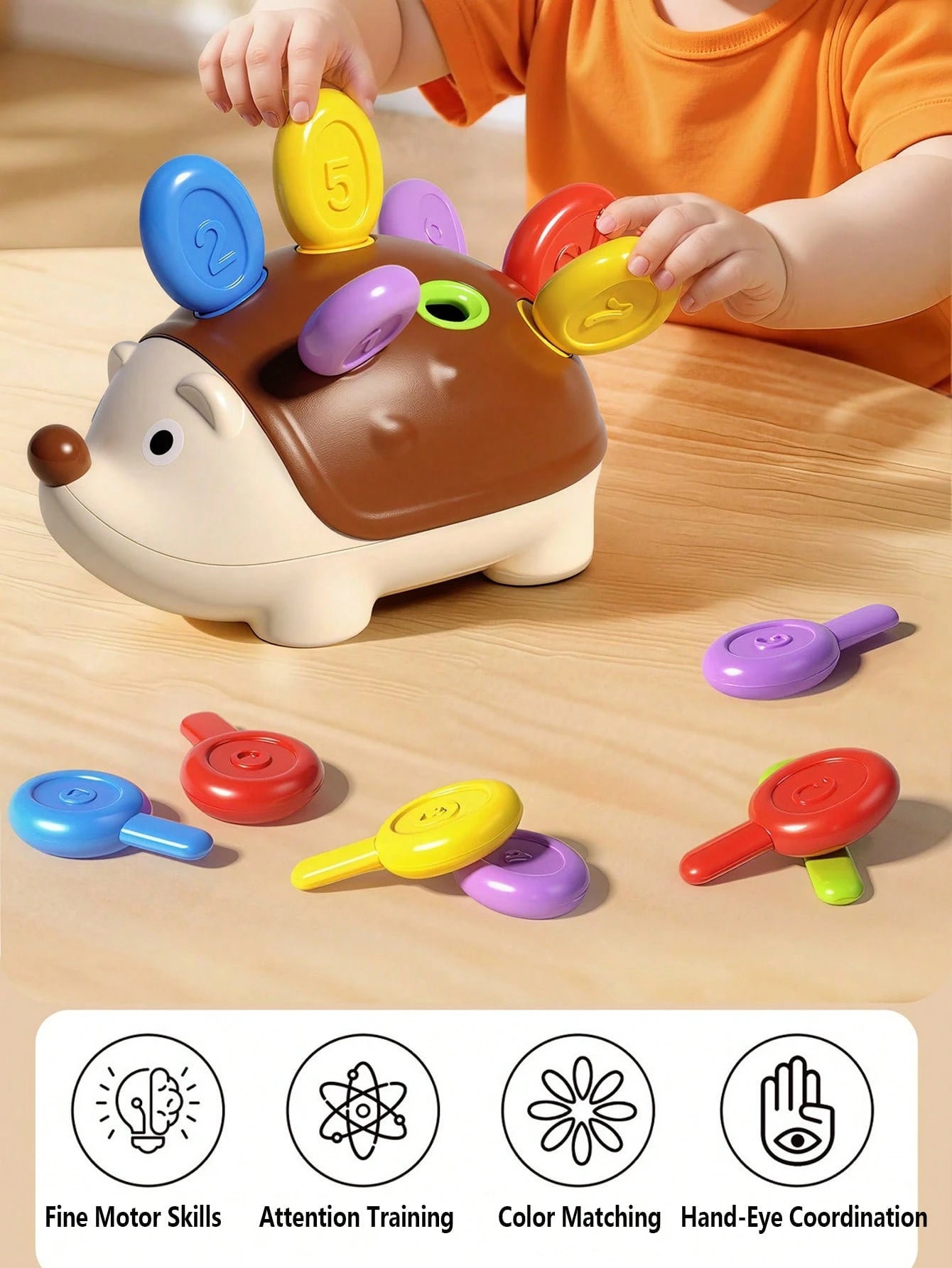 1pc Children's Early Education Assembling Hedgehog Toy, Intelligence Development & Hand-Eye Coordination Exercise, Baby Holiday Gift