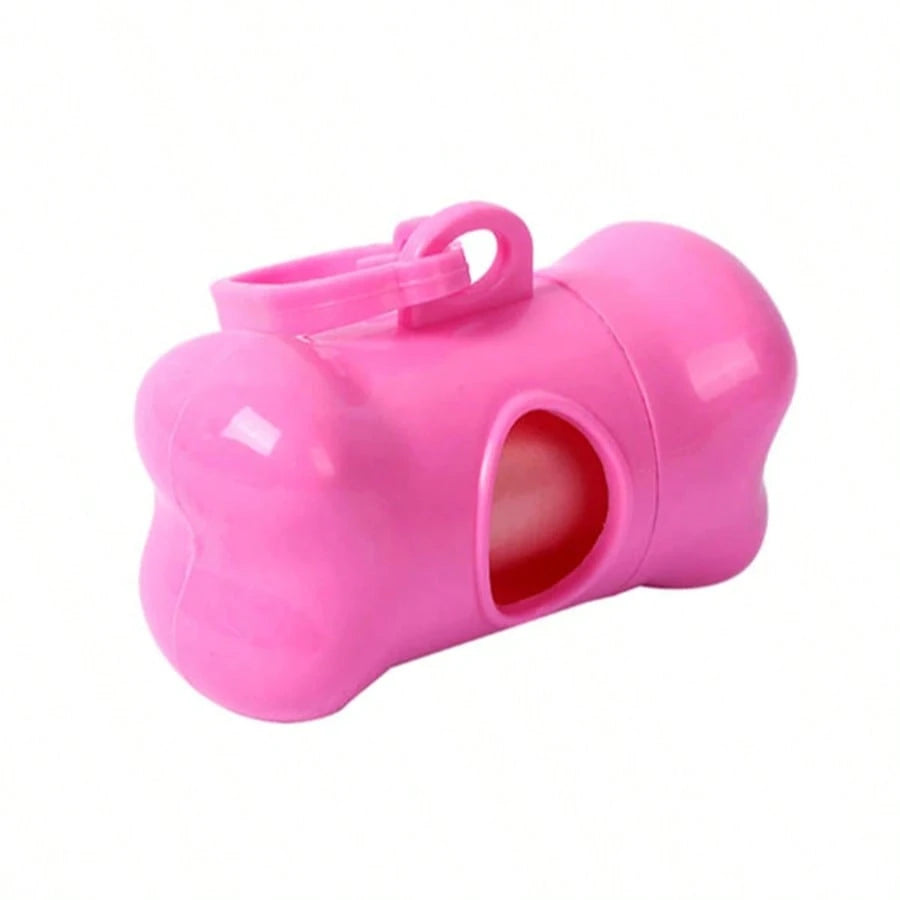 1pc Colorful Bone Shaped Portable Pet Dog Poop Bag Dispenser, Comes With 15 Disposable Bags, Suitable For Outdoor Walking & Training, Random Color Bags