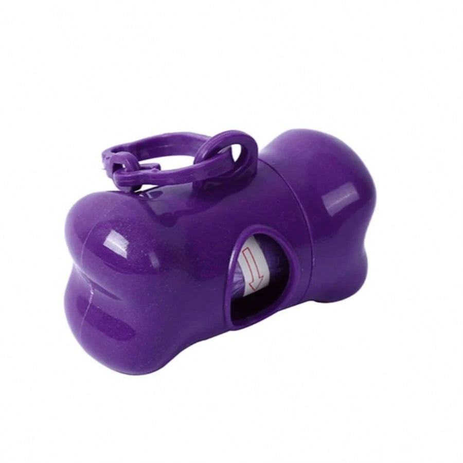 1pc Colorful Bone Shaped Portable Pet Dog Poop Bag Dispenser, Comes With 15 Disposable Bags, Suitable For Outdoor Walking & Training, Random Color Bags