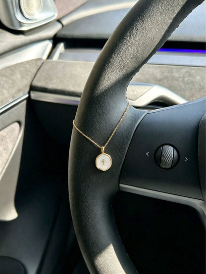 1pc Colorful Enamel Drip Oil Cross Round Pendant Car Interior Hanging Ornament