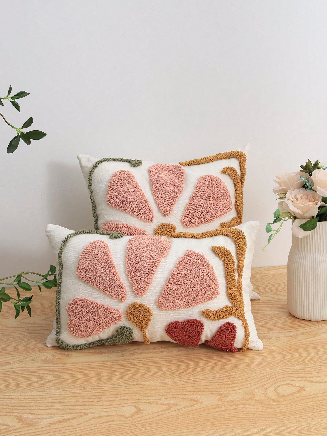 1pc Colorful Floral Pattern Pillow Cover, Plush Embroidered Pastoral Style, Home Decor For Living Room, Bedroom, Sofa, Car Waist Cushion, Headboard, Holiday Party, Garden Decoration, Suitable For All
