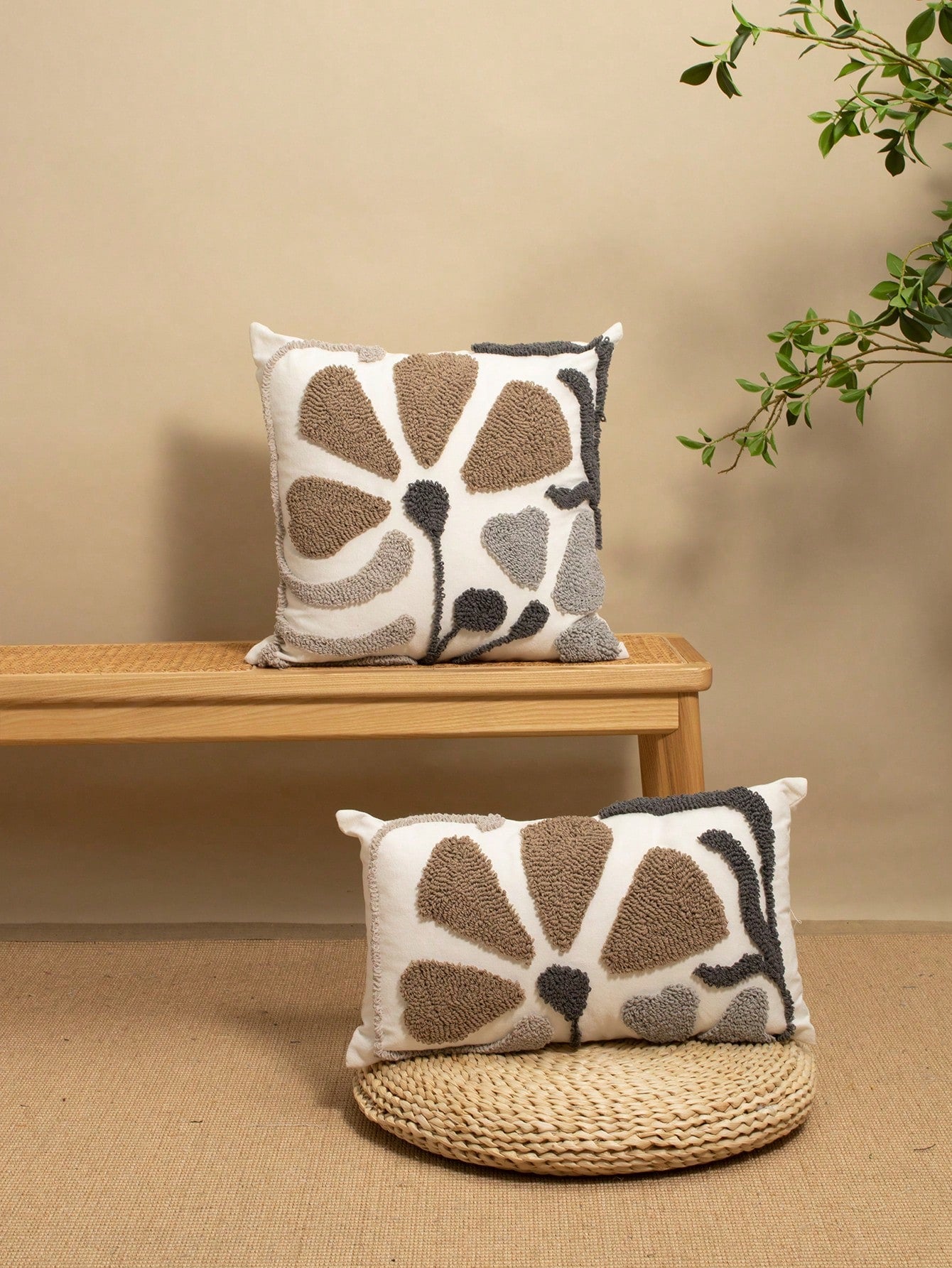 1pc Colorful Floral Pattern Pillow Cover, Plush Embroidered Pastoral Style, Home Decor For Living Room, Bedroom, Sofa, Car Waist Cushion, Headboard, Holiday Party, Garden Decoration, Suitable For All