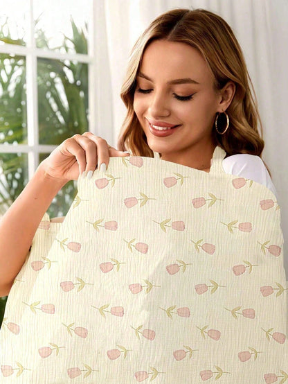 1pc Comfortable Breathable Multifunctional Nursing Cover, Anti-Peeping Pure Cotton Delicate Printed Nursing Scarf, Breastfeeding Shirt For Moms, Nursing Apron, Suitable For All Seasons