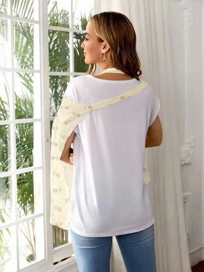 1pc Comfortable Breathable Multifunctional Nursing Cover, Anti-Peeping Pure Cotton Delicate Printed Nursing Scarf, Breastfeeding Shirt For Moms, Nursing Apron, Suitable For All Seasons