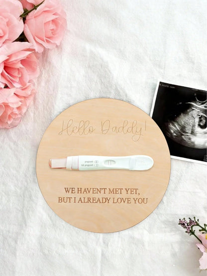 1pc Creative Baby Surprise Announcement, Pregnancy Reveal Wooden Plaque For Husband, "You're Going To Be A Dad" Wooden Board, Round Keepsake, Natural Wood, Suitable For New Parents And Baby Shower, Gi