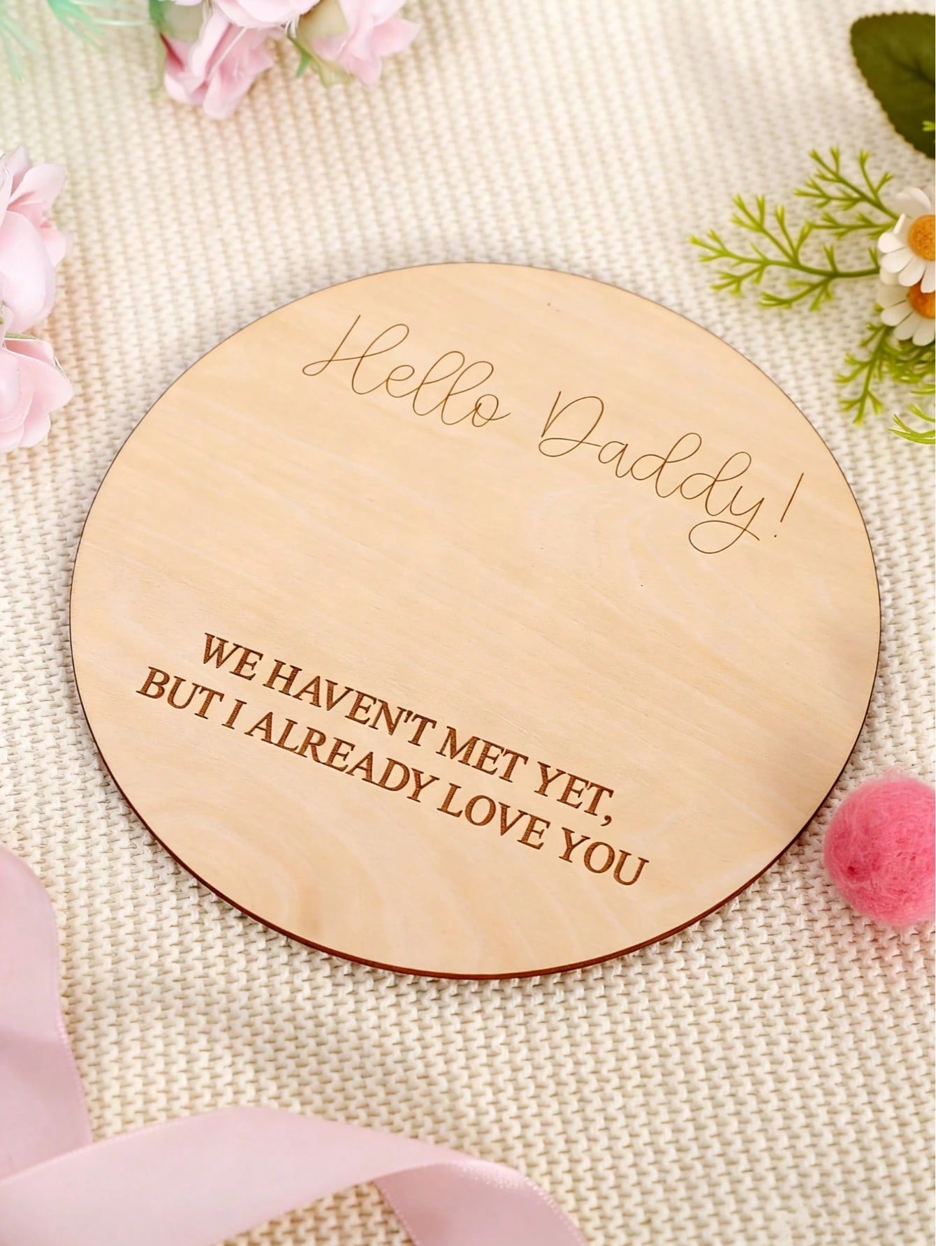 1pc Creative Baby Surprise Announcement, Pregnancy Reveal Wooden Plaque For Husband, "You're Going To Be A Dad" Wooden Board, Round Keepsake, Natural Wood, Suitable For New Parents And Baby Shower, Gi