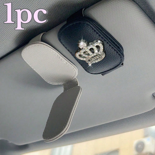1pc Creative Crown Car Glasses Clip, Oil Card & Receipt Holder, Fashionable Car Sun Visor Clip, Women's Car Interior Accessory