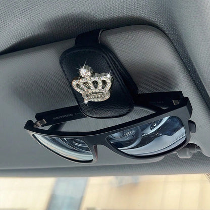 1pc Creative Crown Car Glasses Clip, Oil Card & Receipt Holder, Fashionable Car Sun Visor Clip, Women's Car Interior Accessory