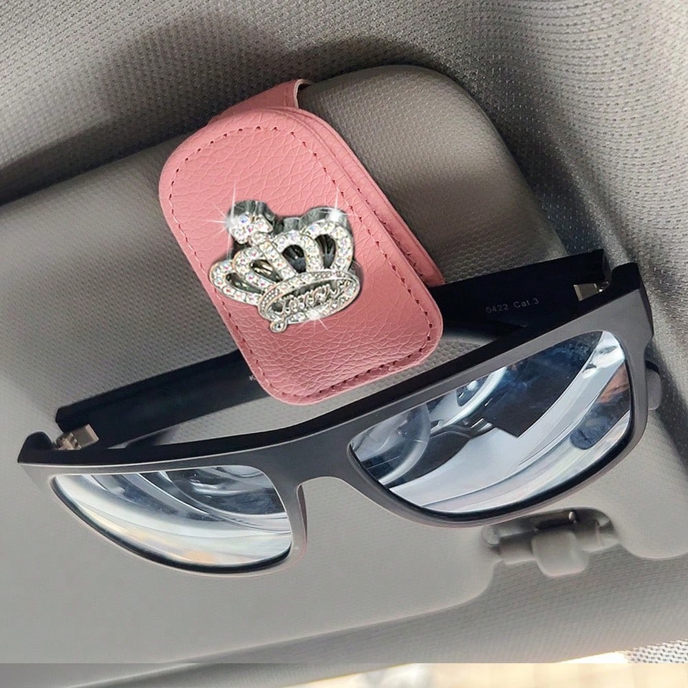 1pc Creative Crown Car Glasses Clip, Oil Card & Receipt Holder, Fashionable Car Sun Visor Clip, Women's Car Interior Accessory