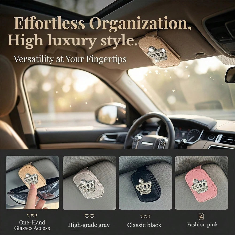 1pc Creative Crown Car Glasses Clip, Oil Card & Receipt Holder, Fashionable Car Sun Visor Clip, Women's Car Interior Accessory