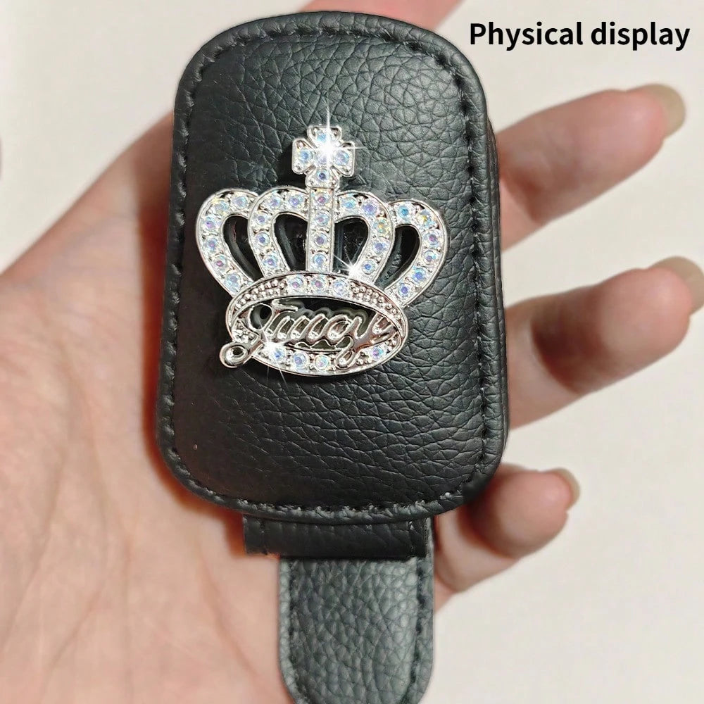 1pc Creative Crown Car Glasses Clip, Oil Card & Receipt Holder, Fashionable Car Sun Visor Clip, Women's Car Interior Accessory