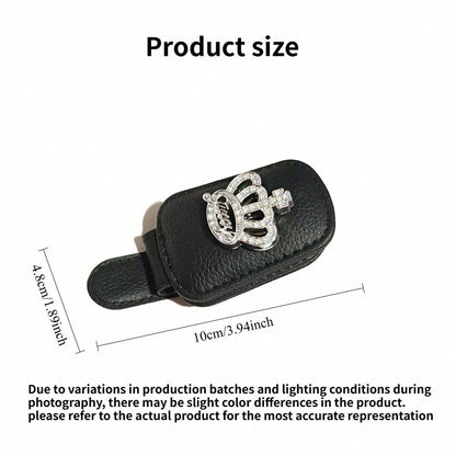 1pc Creative Crown Car Glasses Clip, Oil Card & Receipt Holder, Fashionable Car Sun Visor Clip, Women's Car Interior Accessory