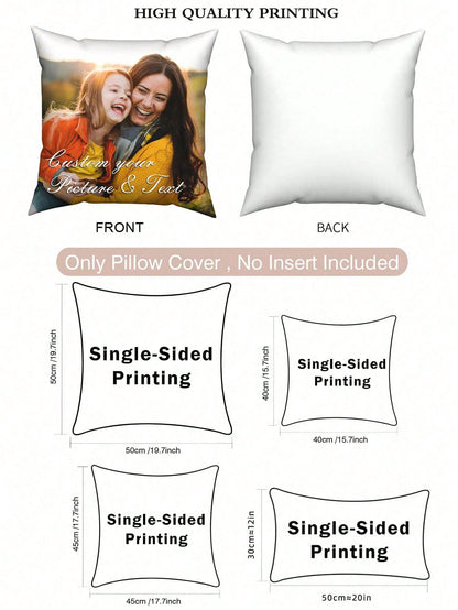 1pc Custom Funny Face Plush Photo Print Pillow Cover For Couple, Pet, Home Decor, All Seasons Washable, Birthday Gift