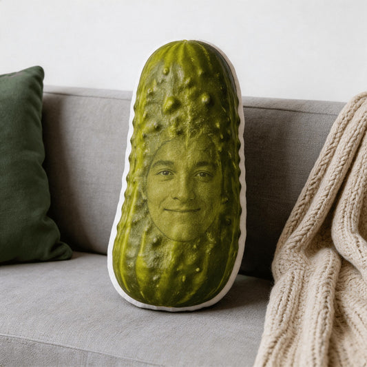 1pc Custom Personalized Photo Face Pillow, Pickle Shaped Decorative Cushion With Double-Sided Printing, Accent Pillow For Sofa & Bedroom, Unique Gift For Adults & Friends, Perfect For Birthday Gift
