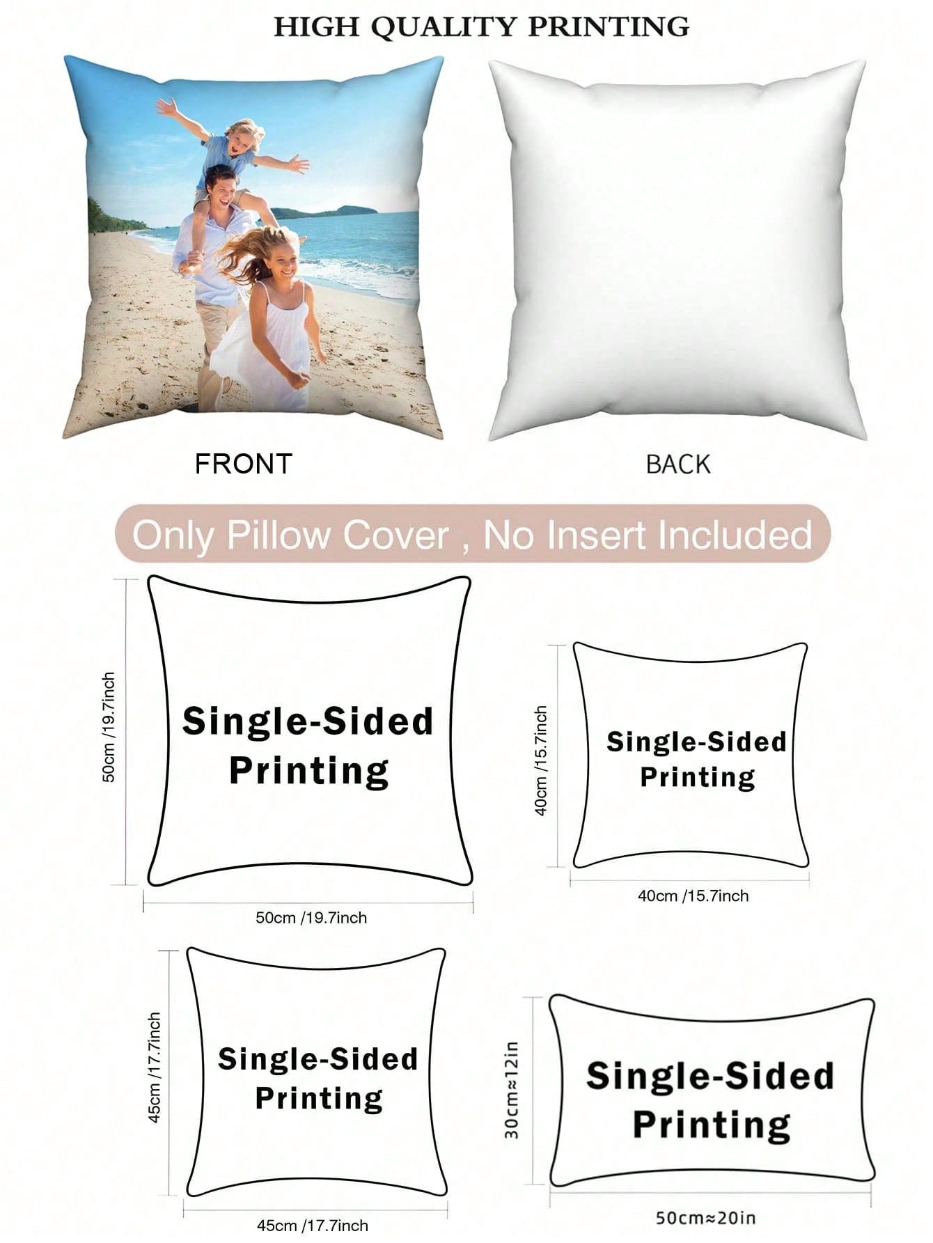 1pc Custom Photo Printed Pillowcase, Personalized Single-Sided Pillow Cover For Pet, Friends. Perfect For Wedding, Mother's Day, Gifts For Him Her, Housewarming, Bedroom/Living Room, Aesthetic Room De