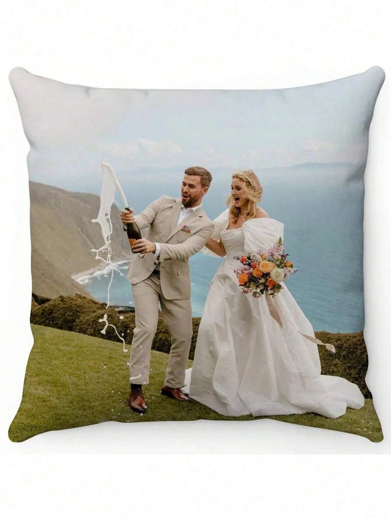 1pc Custom Photo Printed Pillowcase, Personalized Single-Sided Pillow Cover For Pet, Friends. Perfect For Wedding, Mother's Day, Gifts For Him Her, Housewarming, Bedroom/Living Room, Aesthetic Room De