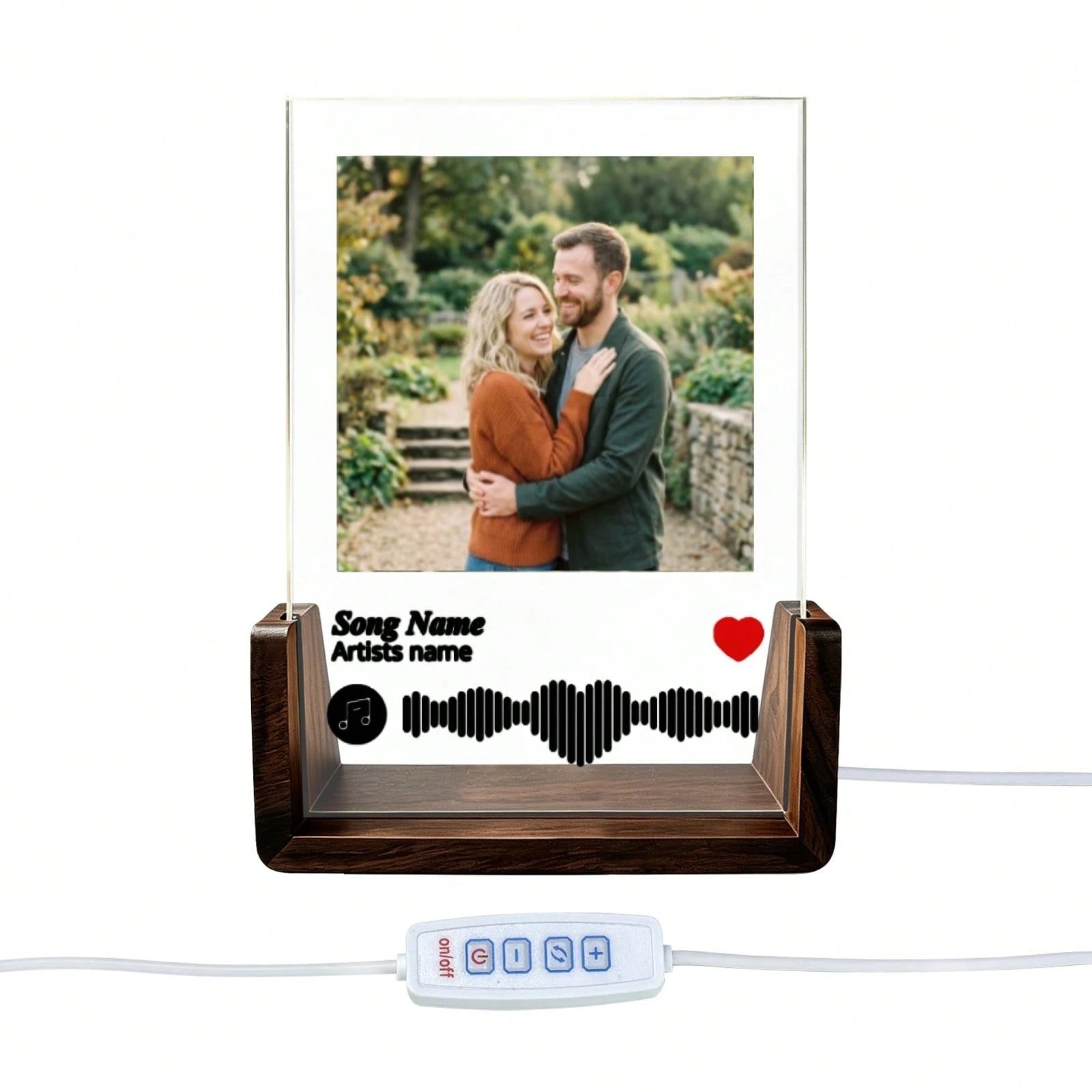 1pc Custom Photo & Song LED Music Night Light With Wooden Base,Personalized Acrylic Plaque Gift For Decor Couples,Valentines,Anniversary, Christmas,Housewarming,Birthdays,Weddings,Mother's Day,Father'