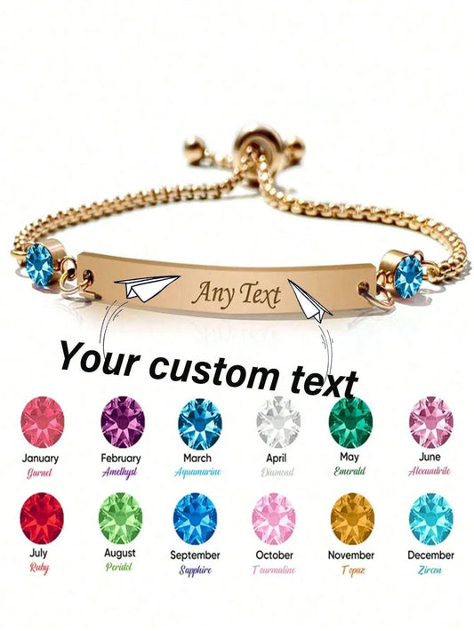 1pc Customizable Personalized Birthstone Bracelet, Teen Birthday Gifts For Boys Girls,Customized Gifts For Mothers, Sisters, Bridesmaids, Aunts,Fall Fashion