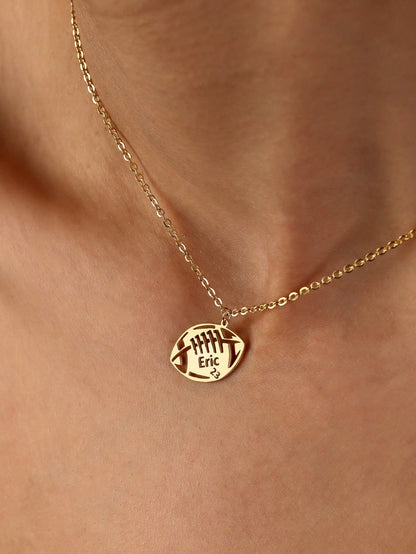 1PC [Customized] American Football Name & Number Necklace, Personalized Rugby Number Necklace, Personalized Gifts, Stainless Steel Jewelry, Customizable Name & Number, Sports Jewelry, Custom Athlete G