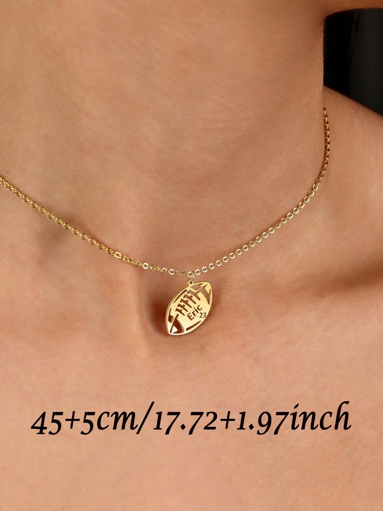 1PC [Customized] American Football Name & Number Necklace, Personalized Rugby Number Necklace, Personalized Gifts, Stainless Steel Jewelry, Customizable Name & Number, Sports Jewelry, Custom Athlete G
