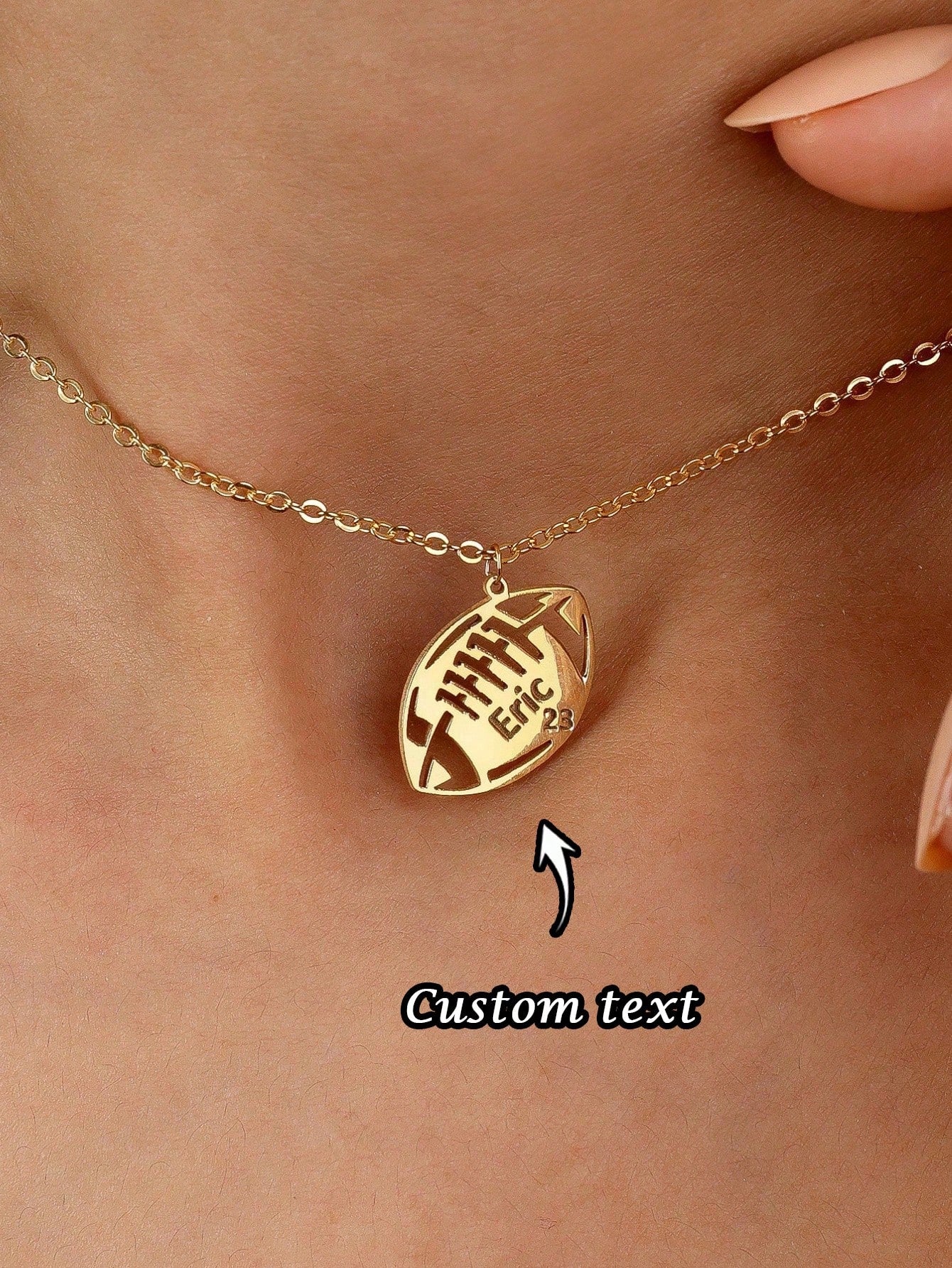 1PC [Customized] American Football Name & Number Necklace, Personalized Rugby Number Necklace, Personalized Gifts, Stainless Steel Jewelry, Customizable Name & Number, Sports Jewelry, Custom Athlete G