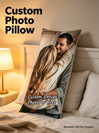 1pc Customized Double-Sided Photo Or Text Long Pillowcase, Personalized Gift, Suitable For Father's Day, Mother's Day, Halloween, Christmas, Christmas Eve, Valentine's Day, Birthday, Anniversary, Than