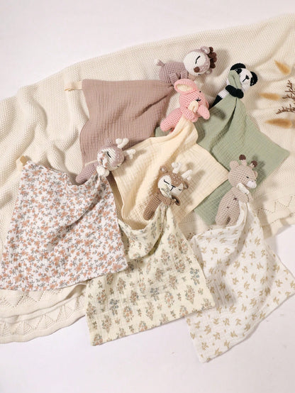 1pc Customized Embroidered Name Rabbit Face Towel/Handkerchief/Bib, Soft Baby Comforter Cloth, Decoration Gift For Baby Boys And Girls, Pink/White/Khaki