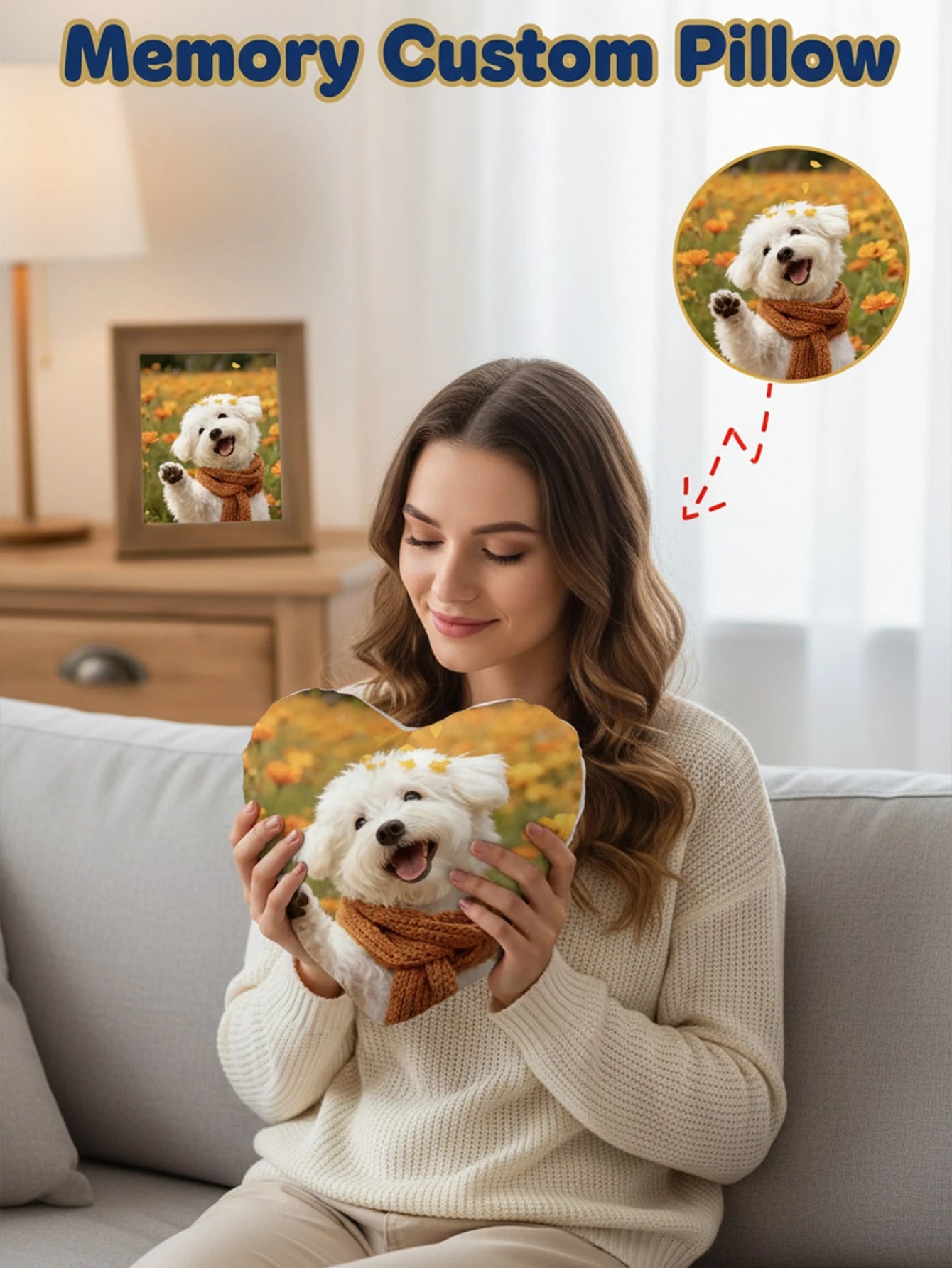 1pc Customized Heart-Shaped Throw Pillow, You Can Make Your Favorite Photo (Family Photo/Selfie/Pet Photo/Friends Group Photo/Party Photo) Into A Personalized Pillow, Suitable For Home Decor, Holiday