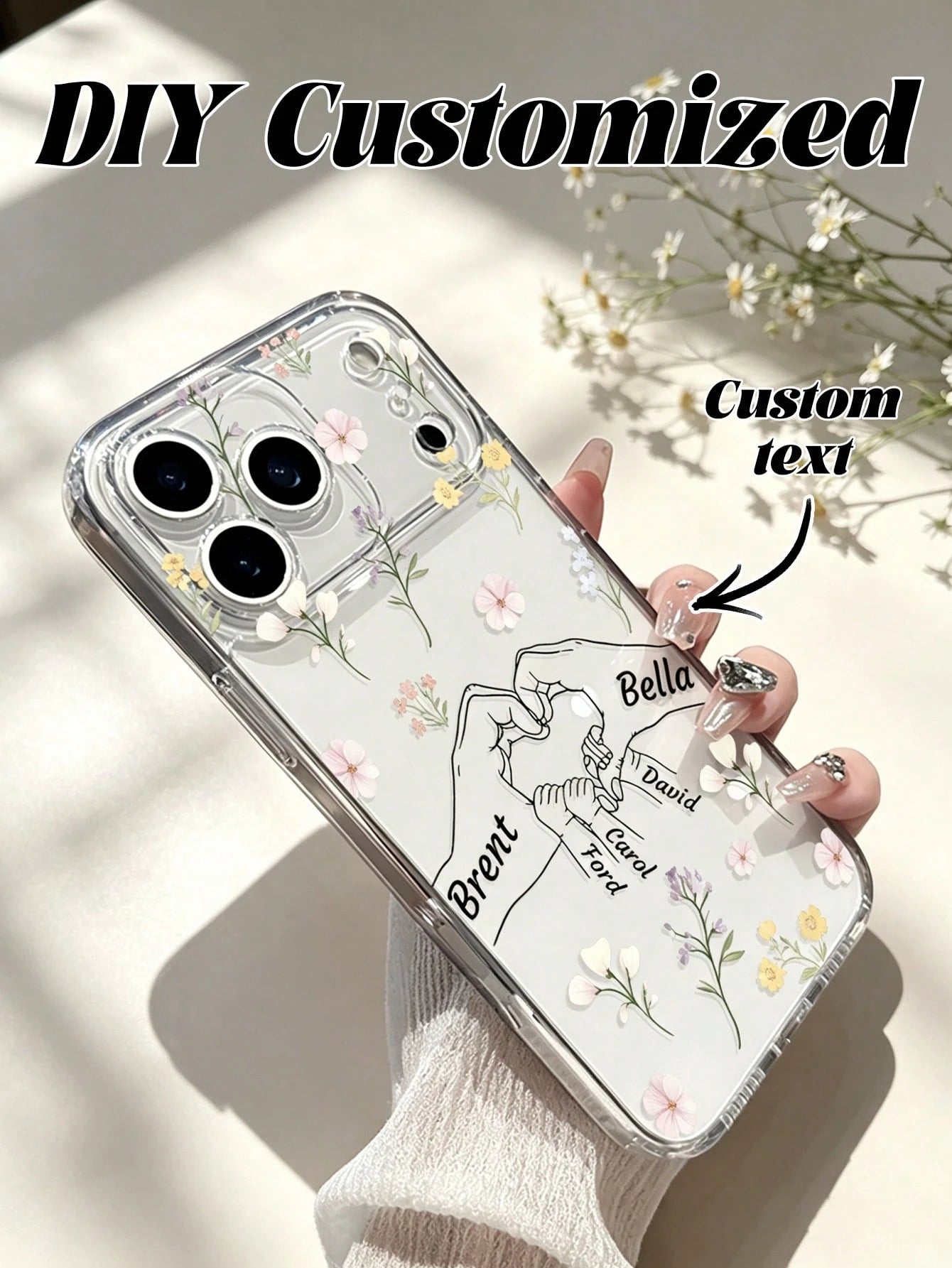 1pc Customized Mother's Day Phone Case, Transparent Anti-Drop Personalized Name Phone Case Compatible With Iphone 11/12/13/14/15/16 Pro Max/16 Pro/16 Plus, S26 Ultra/S25 Ultra/S24 Ultra/S23/S22/A56/A5