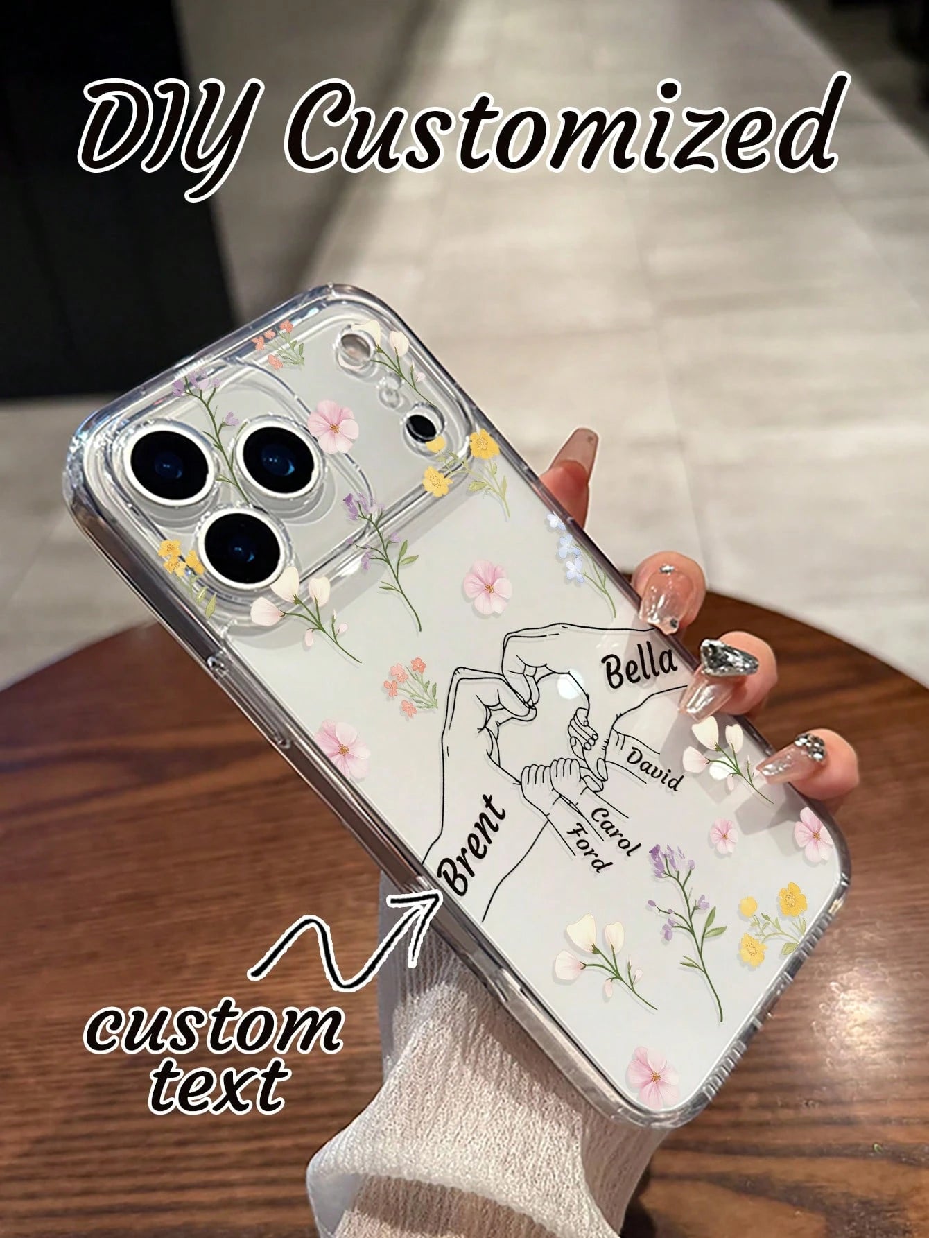 1pc Customized Mother's Day Phone Case, Transparent Anti-Drop Personalized Name Phone Case Compatible With Iphone 11/12/13/14/15/16 Pro Max/16 Pro/16 Plus, S26 Ultra/S25 Ultra/S24 Ultra/S23/S22/A56/A5