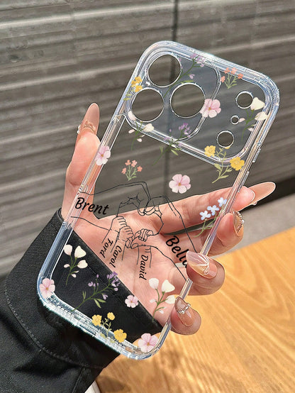 1pc Customized Mother's Day Phone Case, Transparent Anti-Drop Personalized Name Phone Case Compatible With Iphone 11/12/13/14/15/16 Pro Max/16 Pro/16 Plus, S26 Ultra/S25 Ultra/S24 Ultra/S23/S22/A56/A5