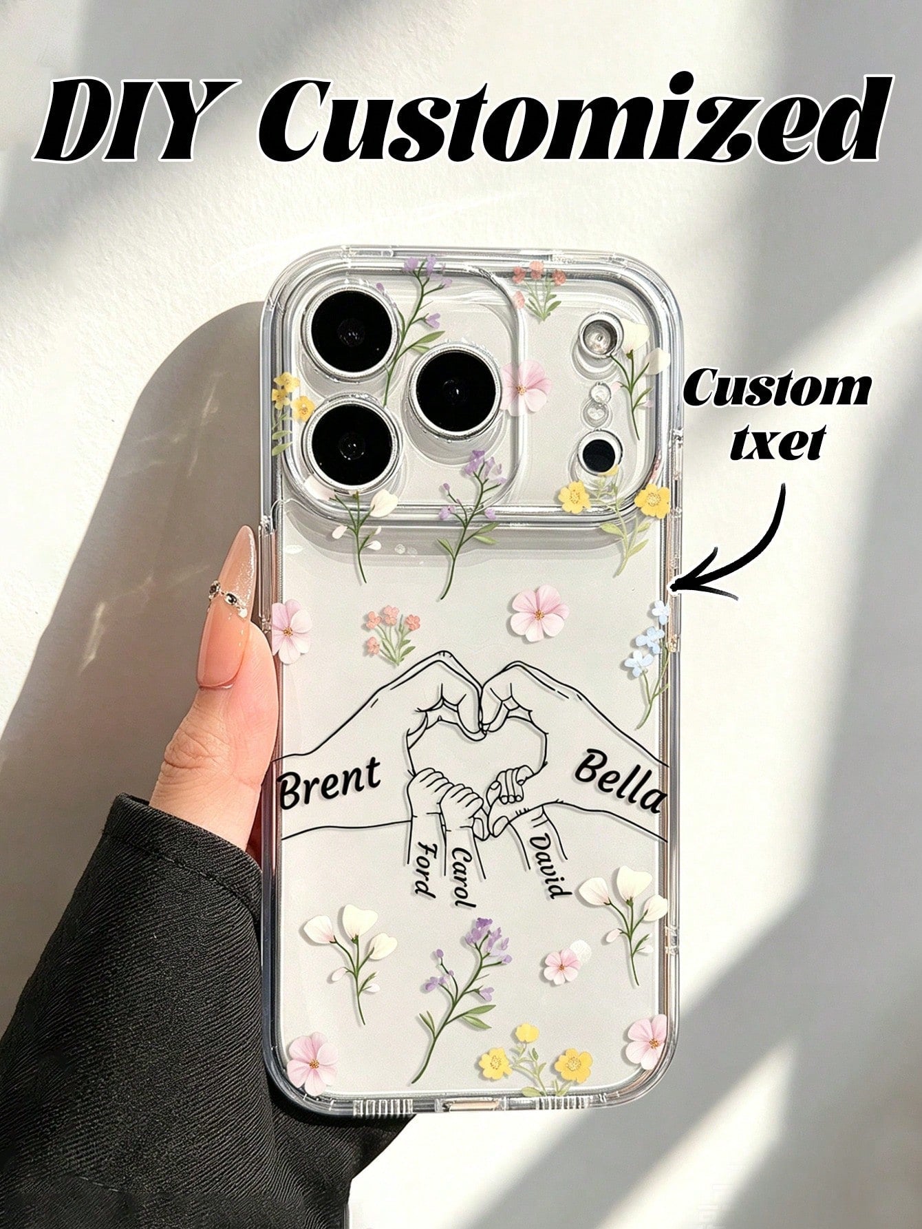 1pc Customized Mother's Day Phone Case, Transparent Anti-Drop Personalized Name Phone Case Compatible With Iphone 11/12/13/14/15/16 Pro Max/16 Pro/16 Plus, S26 Ultra/S25 Ultra/S24 Ultra/S23/S22/A56/A5