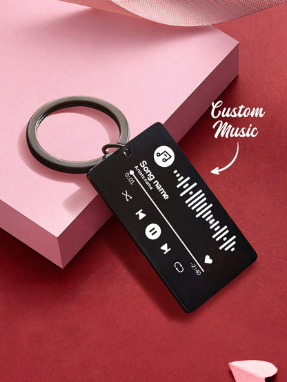 1pc Customized Music Tag Keychain, Can Personalize With Photo Scan & Music Song, Unique Gift For Him/Her, Boyfriend, Girlfriend, Wife, Husband, Ideal For Valentine's Day, Mother's Day, Birthday, Anniv