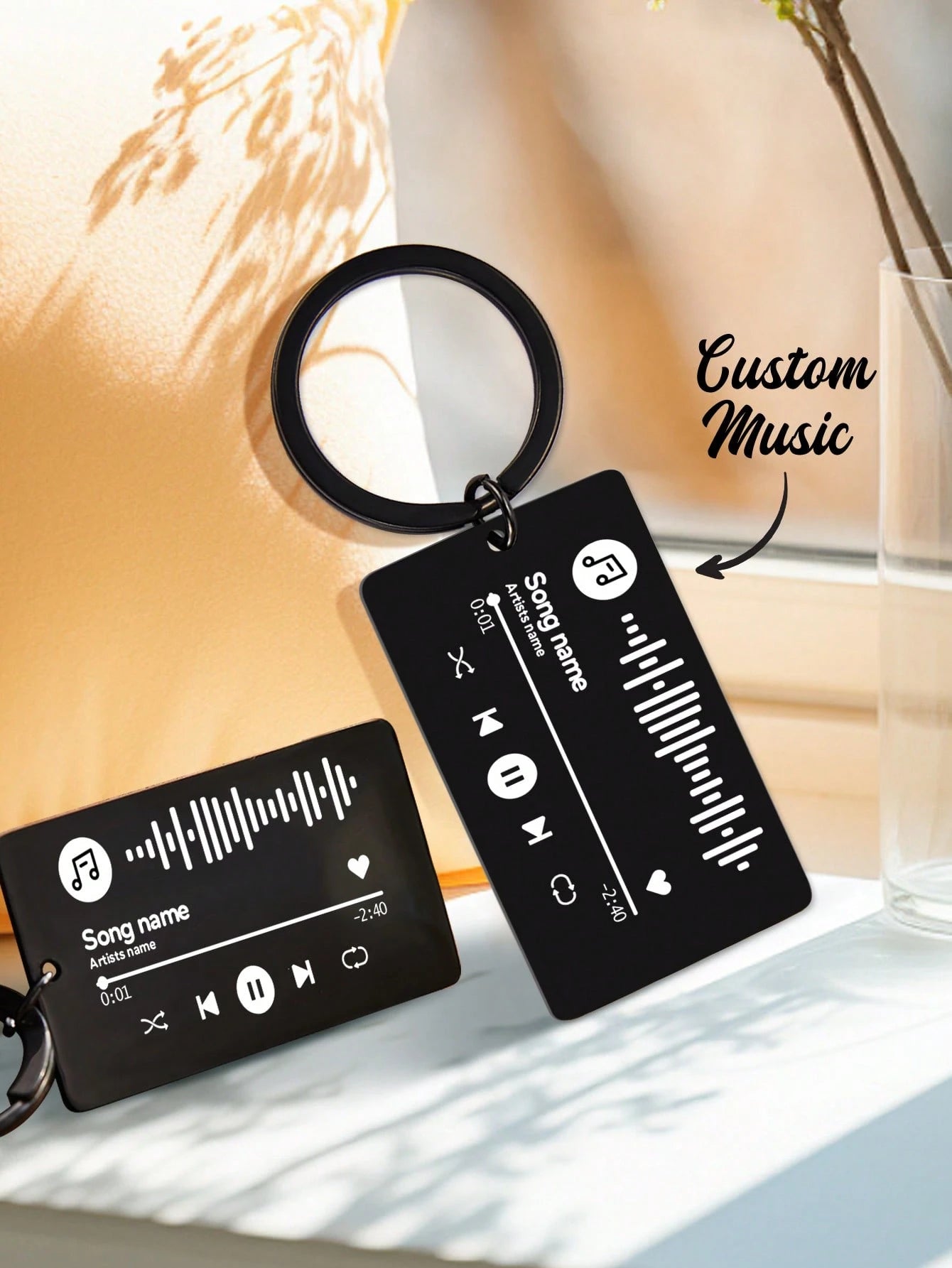 1pc Customized Music Tag Keychain, Can Personalize With Photo Scan & Music Song, Unique Gift For Him/Her, Boyfriend, Girlfriend, Wife, Husband, Ideal For Valentine's Day, Mother's Day, Birthday, Anniv