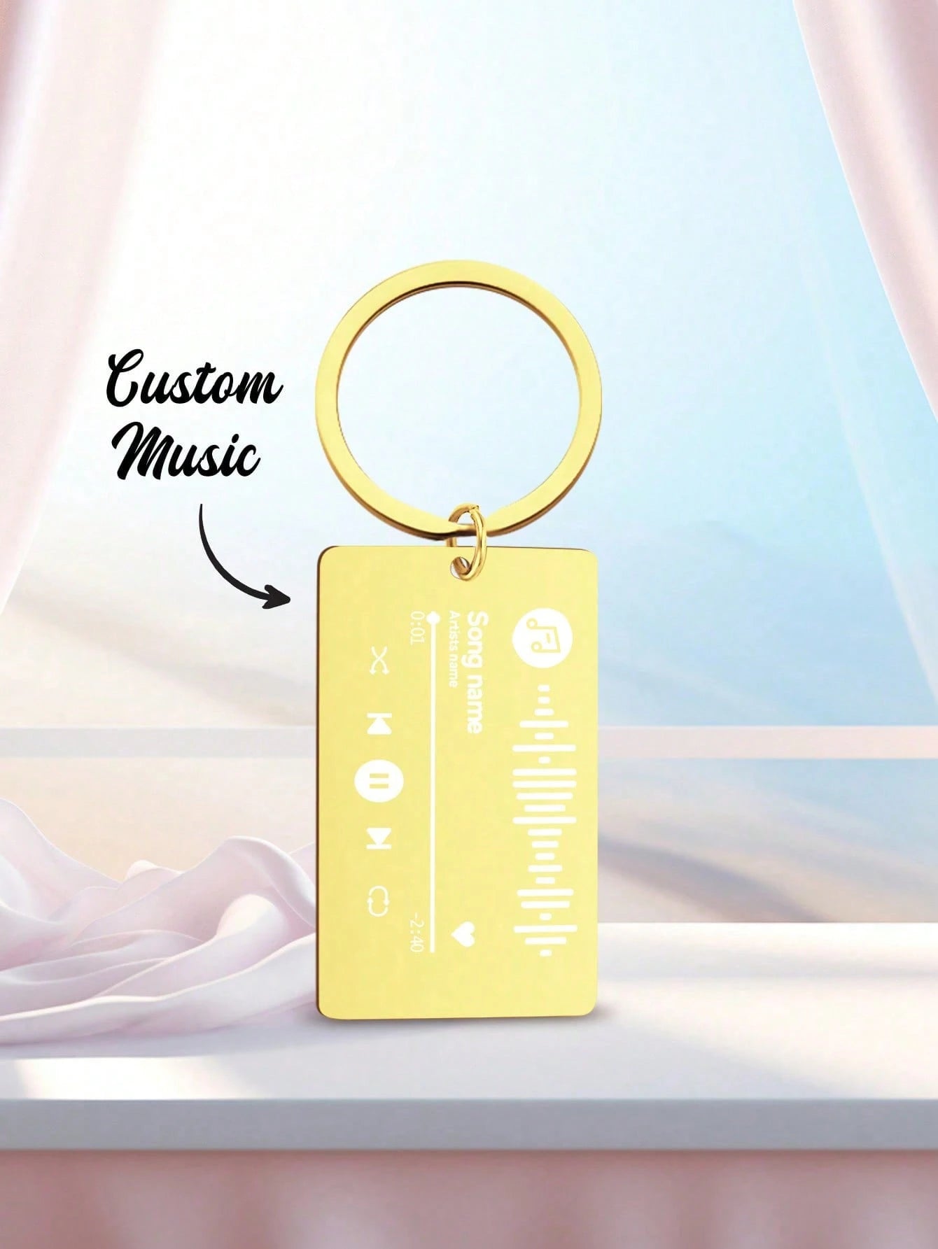 1pc Customized Music Tag Keychain, Can Personalize With Photo Scan & Music Song, Unique Gift For Him/Her, Boyfriend, Girlfriend, Wife, Husband, Ideal For Valentine's Day, Mother's Day, Birthday, Anniv