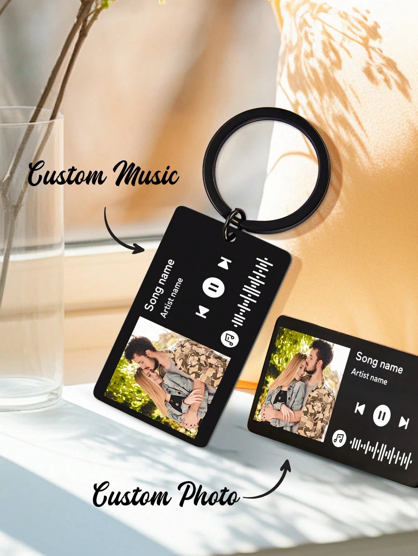 1pc Customized Music Tag Keychain, Can Personalize With Photo Scan & Music Song, Unique Gift For Him/Her, Boyfriend, Girlfriend, Wife, Husband, Ideal For Valentine's Day, Mother's Day, Birthday, Anniv
