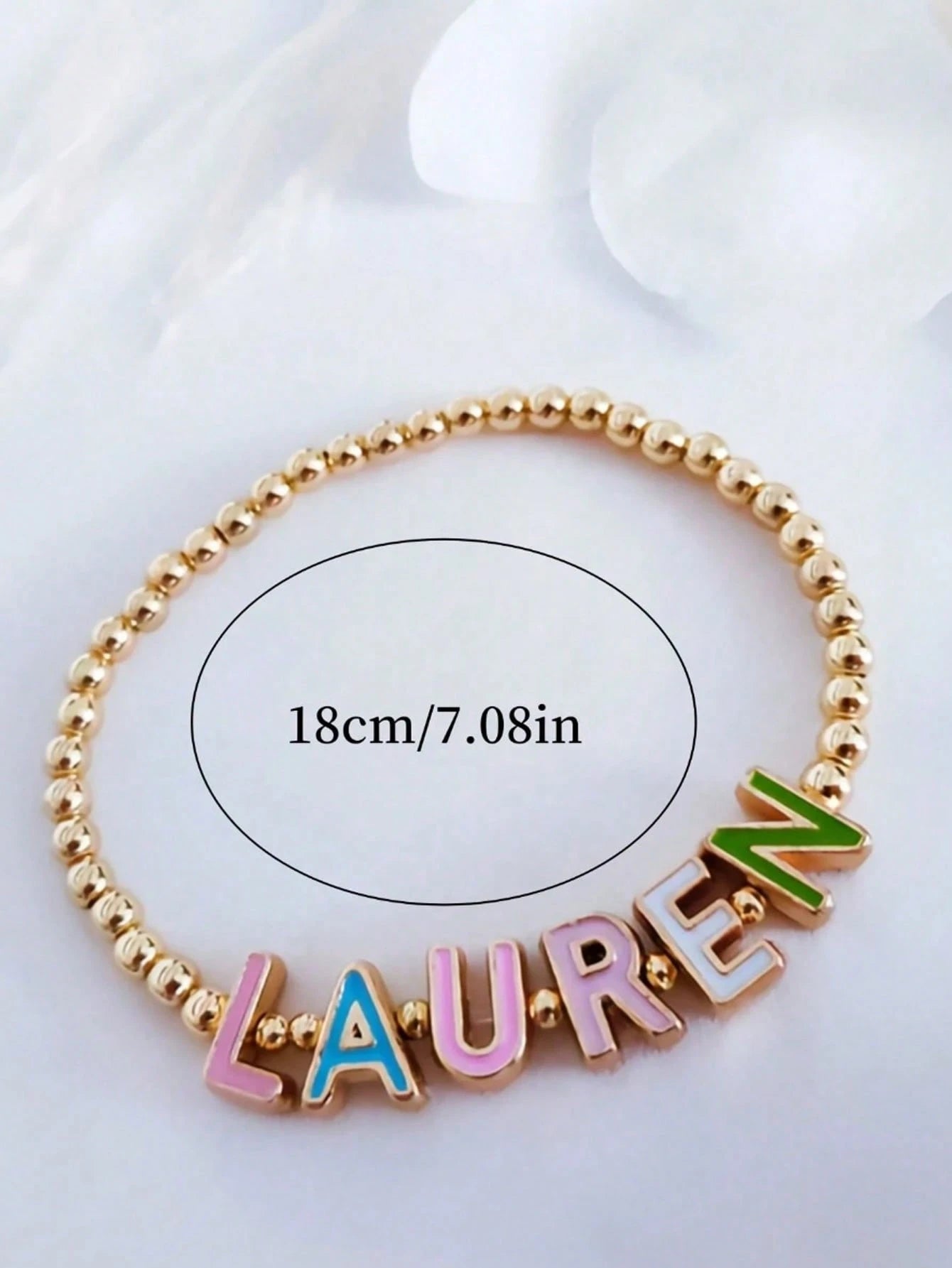 1pc Customized Vintage Letter Name & Blessing Ceramic Beads Stacked Bracelet Set, Valentine's Gift For Women, Gift Box With Blue & White Ceramic Letter Disc Elastic Bracelet, Birthday Gift, Anniversar