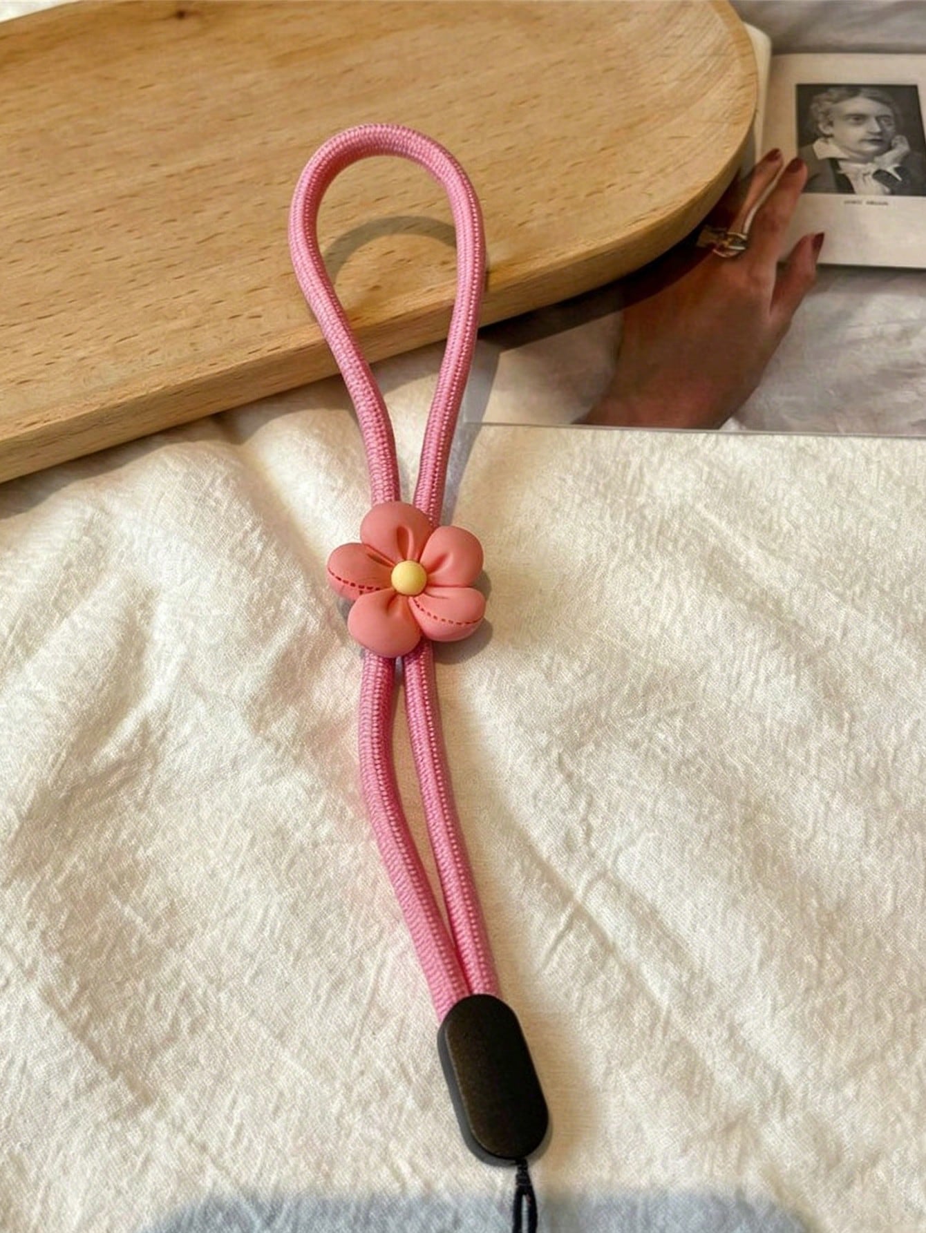 1pc Cute 3D Flower Phone Lanyard Wrist Strap Anti-Lost Phone Rope Macaron Color Soft Braided Wristband USB Drive Key Wrist Rope Pendant