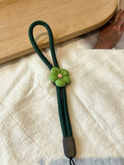 1pc Cute 3D Flower Phone Lanyard Wrist Strap Anti-Lost Phone Rope Macaron Color Soft Braided Wristband USB Drive Key Wrist Rope Pendant
