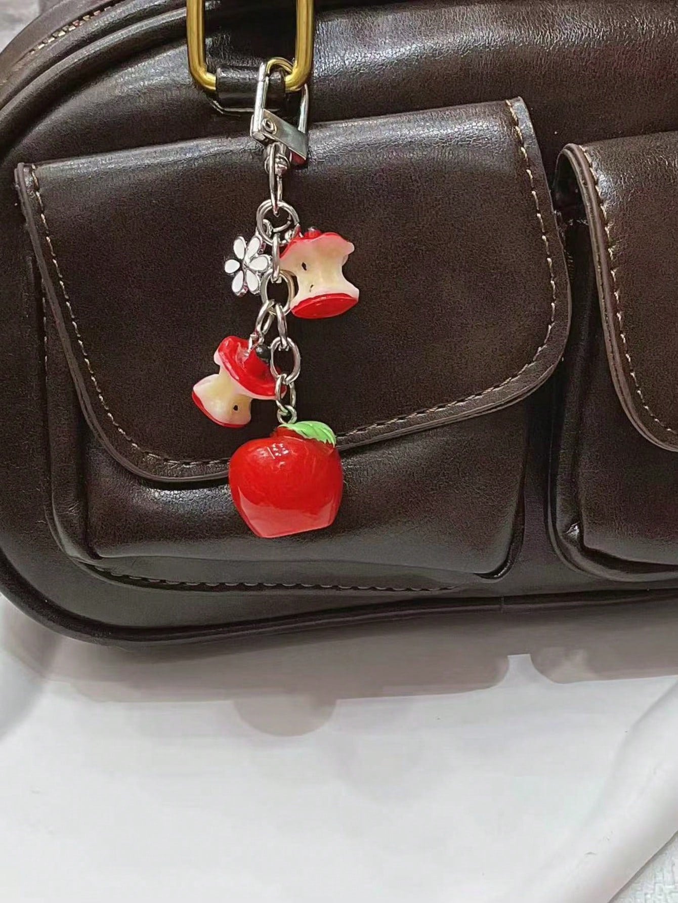 1pc Cute Apple & Strawberry Shaped Bag Charm/Pendant Accessory