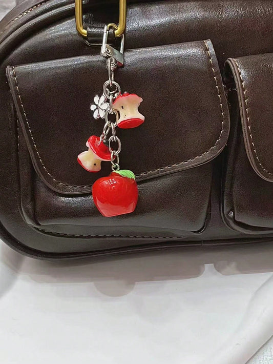 1pc Cute Apple & Strawberry Shaped Bag Charm/Pendant Accessory