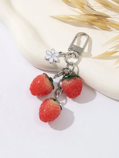 1pc Cute Apple & Strawberry Shaped Bag Charm/Pendant Accessory